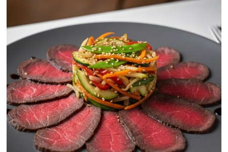 Fines tranches de rumsteak et legumes stir fry
