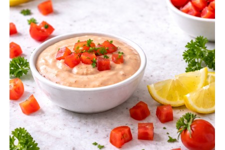 Un bol de sauce Louis pour fruits de mer