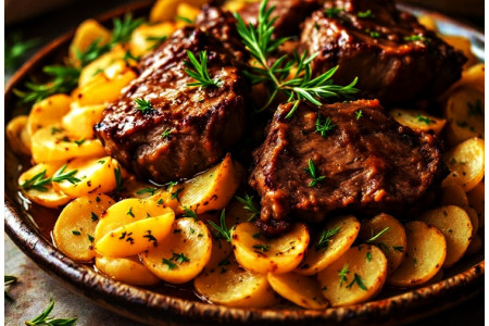 Épaule d’agneau et pommes de terre boulangère