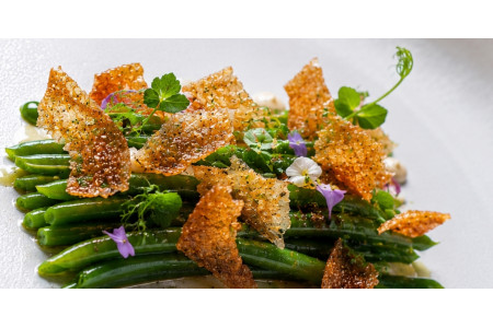 Recette Salade d’haricots verts et crackling de peau de poulet