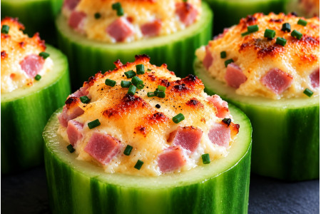 Recette Puits de concombre gratinés au jambon fumé Vosgien